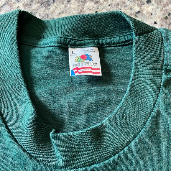 VTG Embroidered Florida Embossed Single Stitch T Shirt Green Size L Made In USA - Picture 4 of 8